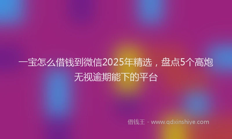 一宝怎么借钱到微信2025年精选，盘点5个高炮无视逾期能下的平台