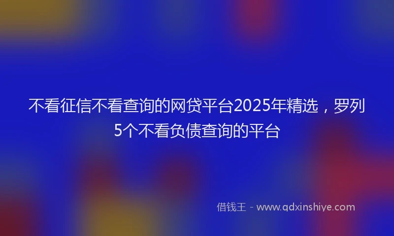 不看征信不看查询的网贷平台2025年精选，罗列5个不看负债查询的平台