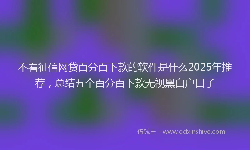 不看征信网贷百分百下款的软件是什么2025年推荐，总结五个百分百下款无视黑白户口子