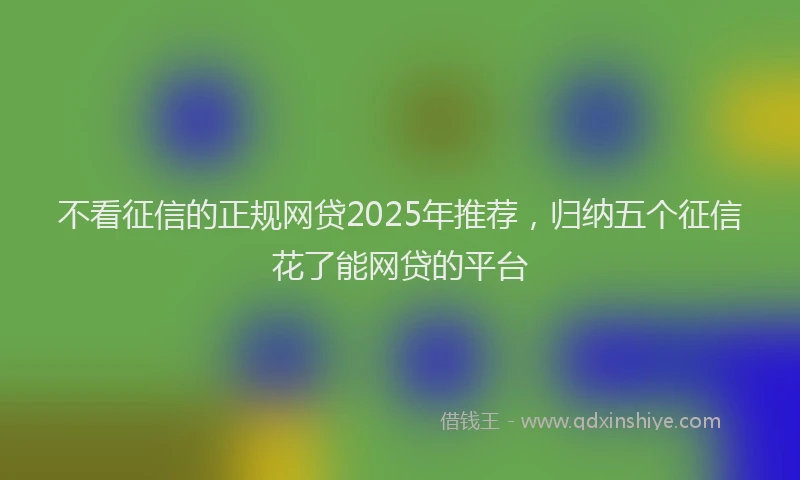 不看征信的正规网贷2025年推荐，归纳五个征信花了能网贷的平台