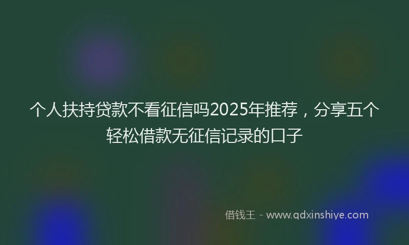 个人扶持贷款不看征信吗2025年推荐，分享五个轻松借款无征信记录的口子