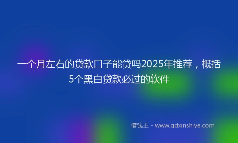 一个月左右的贷款口子能贷吗2025年推荐，概括5个黑白贷款必过的软件