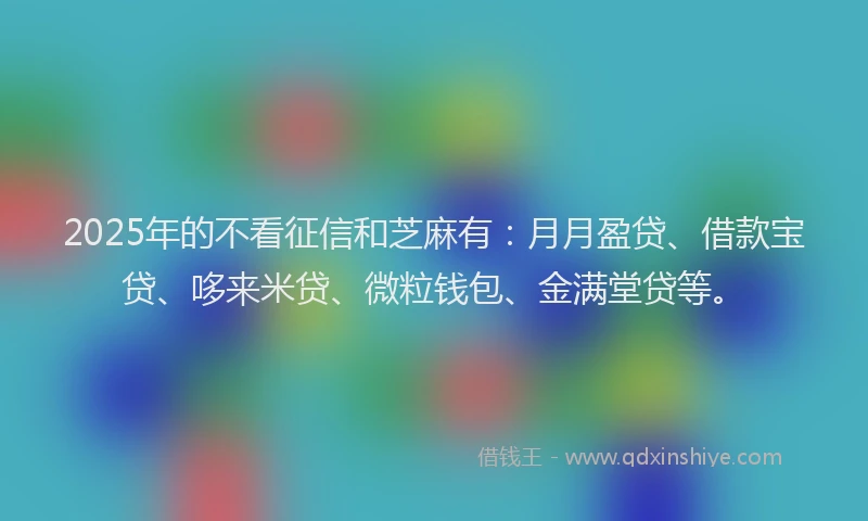 2025年的不看征信和芝麻有：月月盈贷、借款宝贷、哆来米贷、微粒钱包、金满堂贷等。