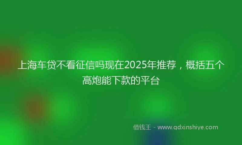 上海车贷不看征信吗现在2025年推荐，概括五个高炮能下款的平台