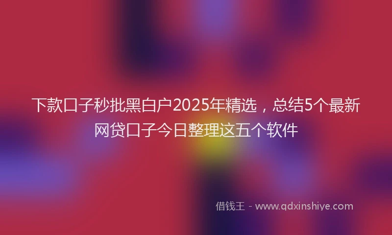 下款口子秒批黑白户2025年精选，总结5个最新网贷口子今日整理这五个软件