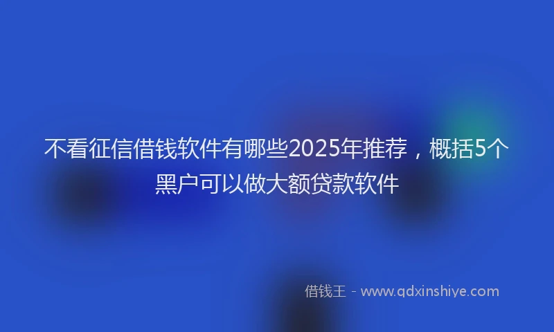 不看征信借钱软件有哪些2025年推荐，概括5个黑户可以做大额贷款软件