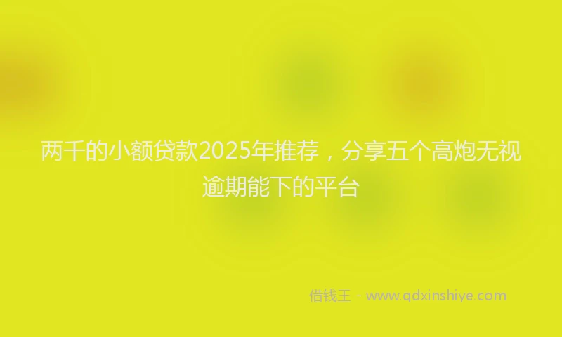 两千的小额贷款2025年推荐，分享五个高炮无视逾期能下的平台