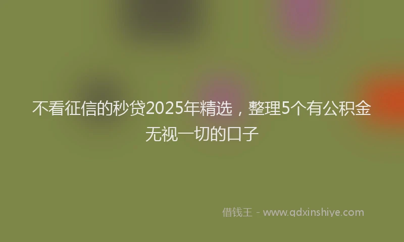 不看征信的秒贷2025年精选，整理5个有公积金无视一切的口子