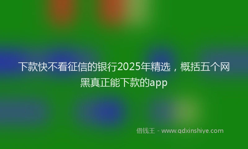 下款快不看征信的银行2025年精选，概括五个网黑真正能下款的app