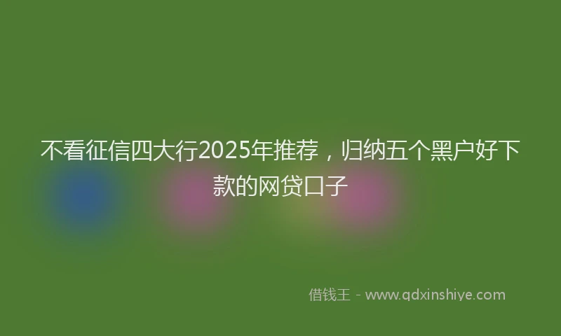 不看征信四大行2025年推荐，归纳五个黑户好下款的网贷口子