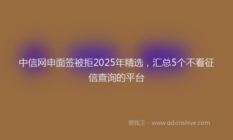 中信网申面签被拒2025年精选，汇总5个不看征信查询的平台