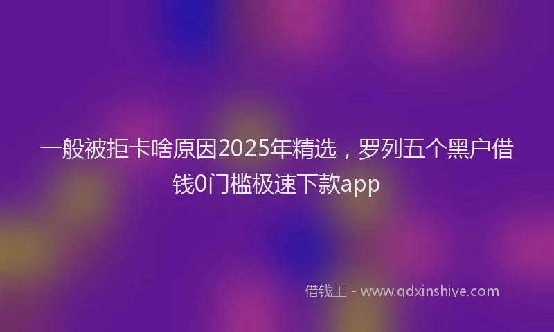 一般被拒卡啥原因2025年精选，罗列五个黑户借钱0门槛极速下款app