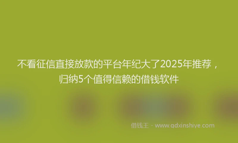 不看征信直接放款的平台年纪大了2025年推荐，归纳5个值得信赖的借钱软件