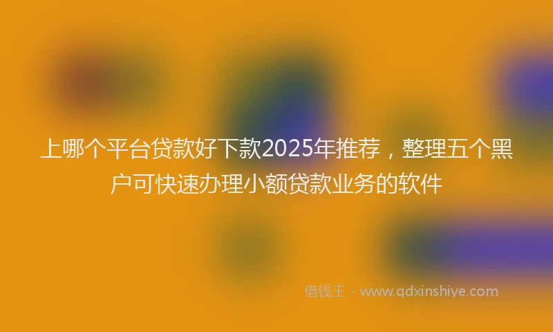 上哪个平台贷款好下款2025年推荐，整理五个黑户可快速办理小额贷款业务的软件