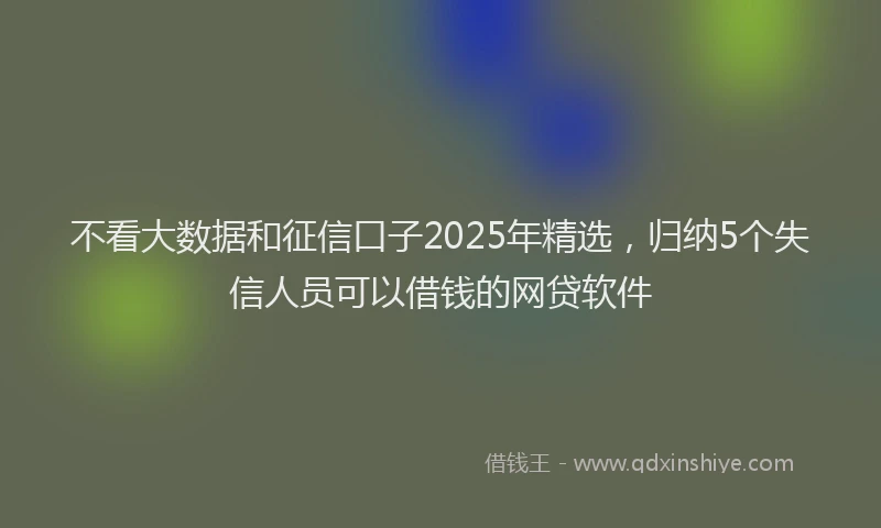 不看大数据和征信口子2025年精选，归纳5个失信人员可以借钱的网贷软件