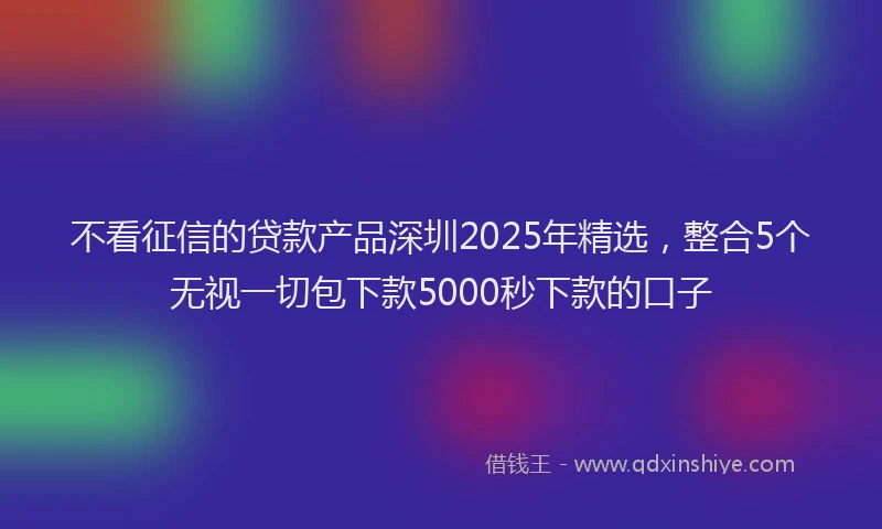 不看征信的贷款产品深圳2025年精选,整合5个无视一切包下款5000秒下款的口子