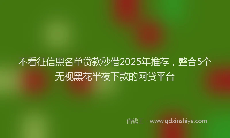 不看征信黑名单贷款秒借2025年推荐，整合5个无视黑花半夜下款的网贷平台