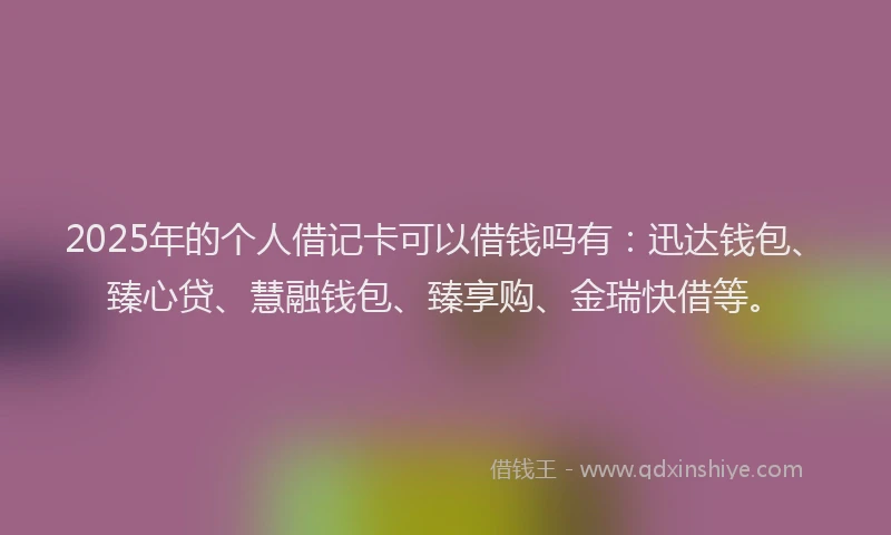 2025年的个人借记卡可以借钱吗有:迅达钱包、臻心贷、慧融钱包、臻享购、金瑞快借等。