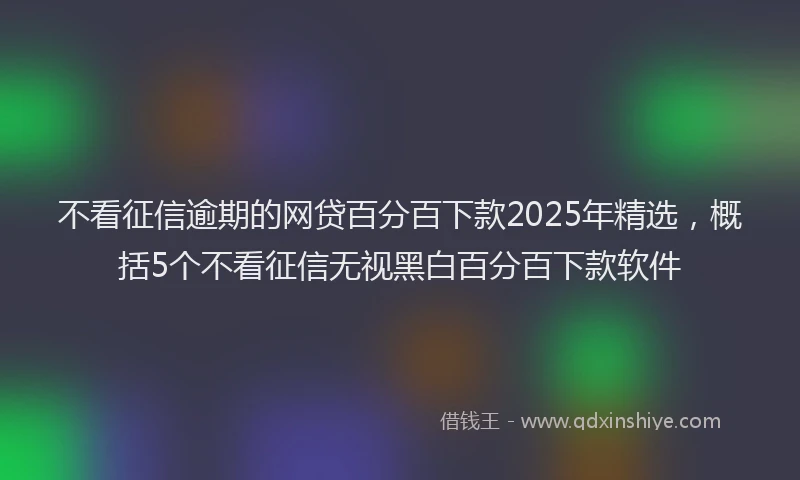 不看征信逾期的网贷百分百下款2025年精选，概括5个不看征信无视黑白百分百下款软件