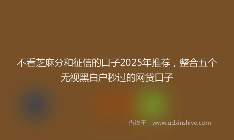 不看芝麻分和征信的口子2025年推荐，整合五个无视黑白户秒过的网贷口子