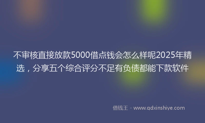 不审核直接放款5000借点钱会怎么样呢2025年精选,分享五个综合评分不足有负债都能下款软件
