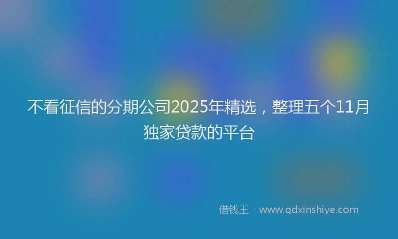 不看征信的分期公司2025年精选，整理五个11月独家贷款的平台