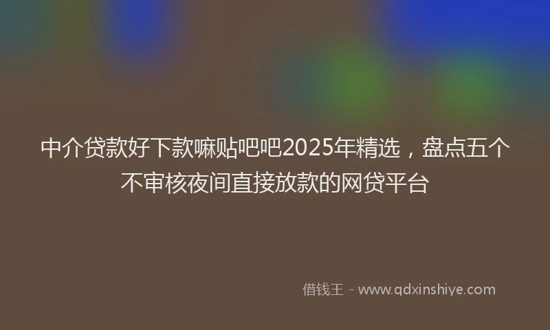 中介贷款好下款嘛贴吧吧2025年精选,盘点五个不审核夜间直接放款的网贷平台