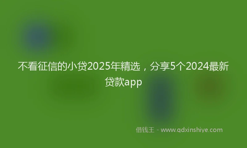 不看征信的小贷2025年精选，分享5个2024最新贷款app