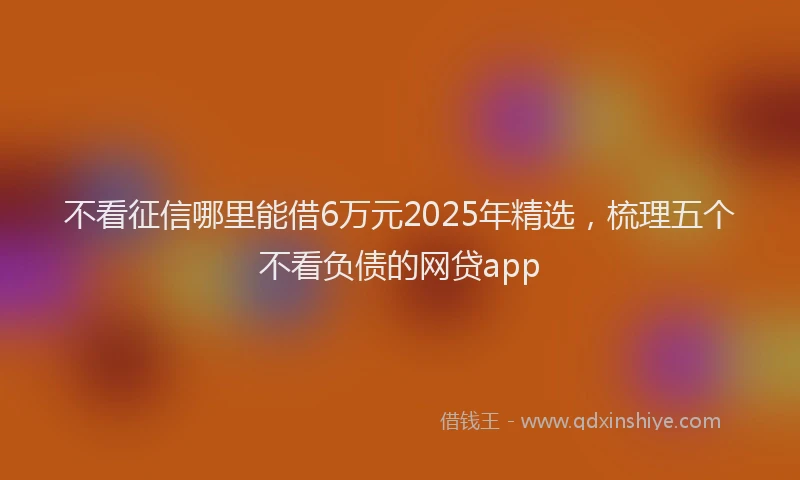 不看征信哪里能借6万元2025年精选，梳理五个不看负债的网贷app