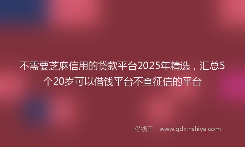 不需要芝麻信用的贷款平台2025年精选，汇总5个20岁可以借钱平台不查征信的平台