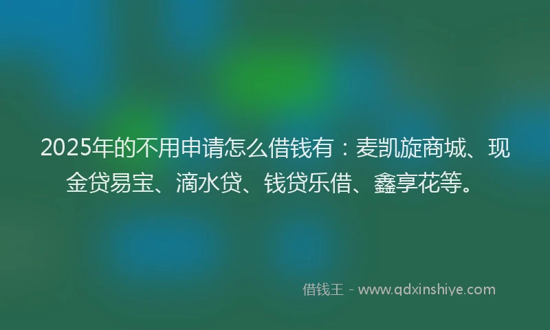 2025年的不用申请怎么借钱有：麦凯旋商城、现金贷易宝、滴水贷、钱贷乐借、鑫享花等。