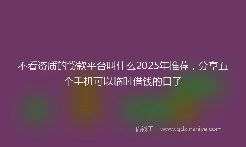 不看资质的贷款平台叫什么2025年推荐，分享五个手机可以临时借钱的口子