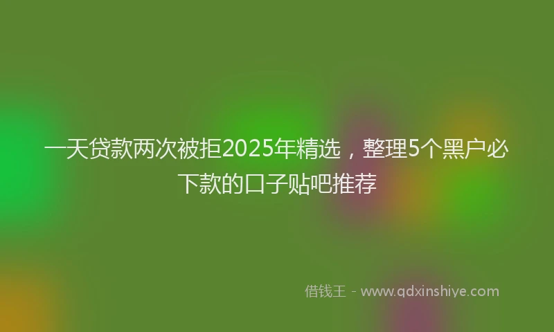 一天贷款两次被拒2025年精选，整理5个黑户必下款的口子贴吧推荐