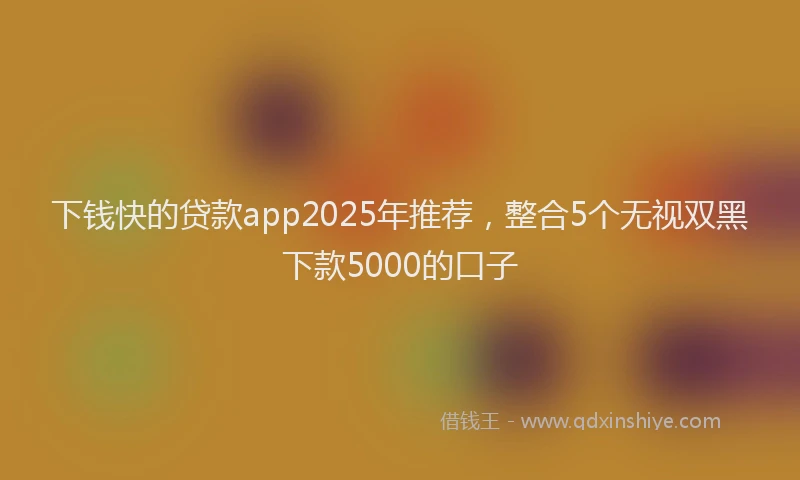下钱快的贷款app2025年推荐，整合5个无视双黑下款5000的口子