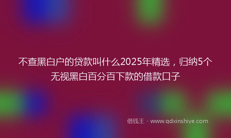 不查黑白户的贷款叫什么2025年精选，归纳5个无视黑白百分百下款的借款口子