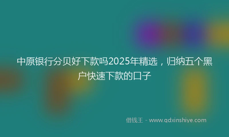 中原银行分贝好下款吗2025年精选，归纳五个黑户快速下款的口子