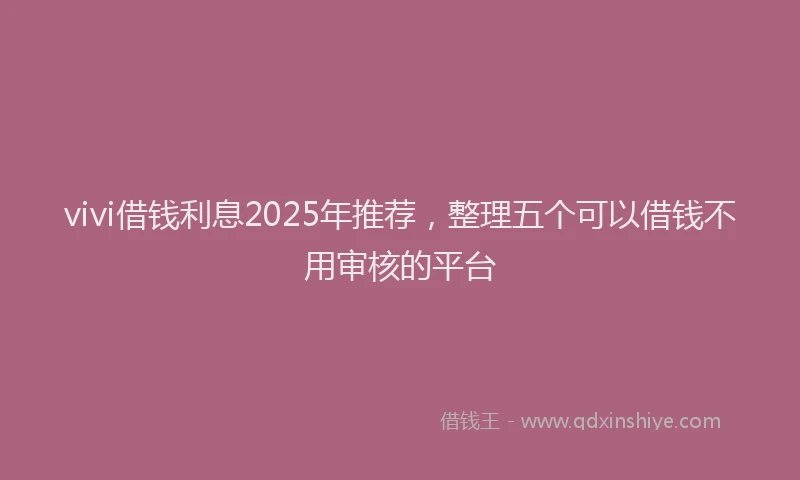 vivi借钱利息2025年推荐，整理五个可以借钱不用审核的平台