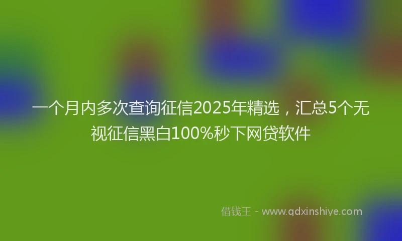一个月内多次查询征信2025年精选，汇总5个无视征信黑白100%秒下网贷软件
