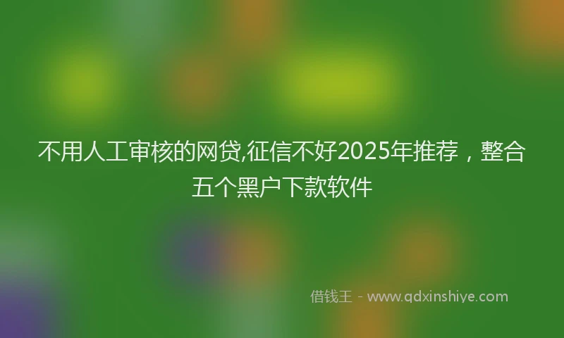 不用人工审核的网贷,征信不好2025年推荐，整合五个黑户下款软件