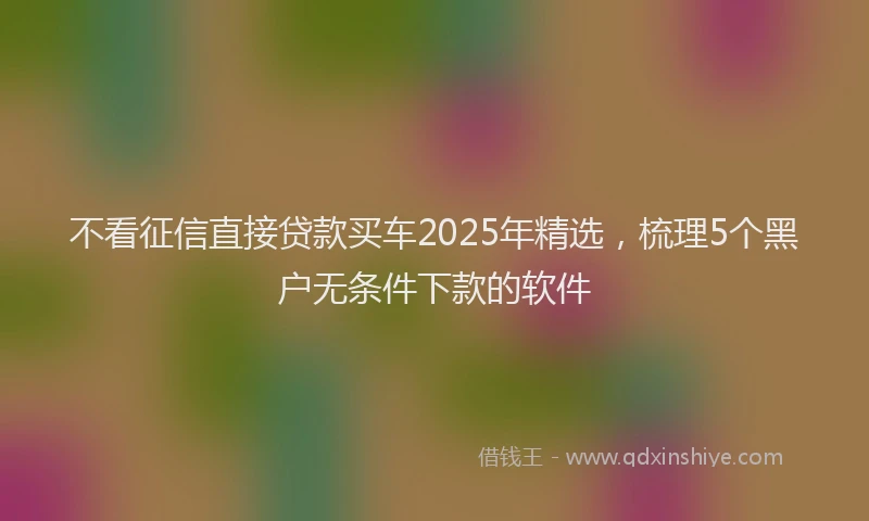 不看征信直接贷款买车2025年精选,梳理5个黑户无条件下款的软件