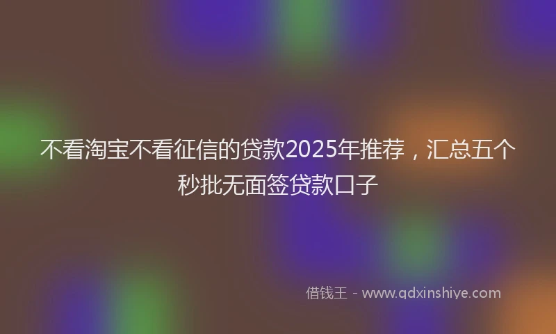 不看淘宝不看征信的贷款2025年推荐，汇总五个秒批无面签贷款口子
