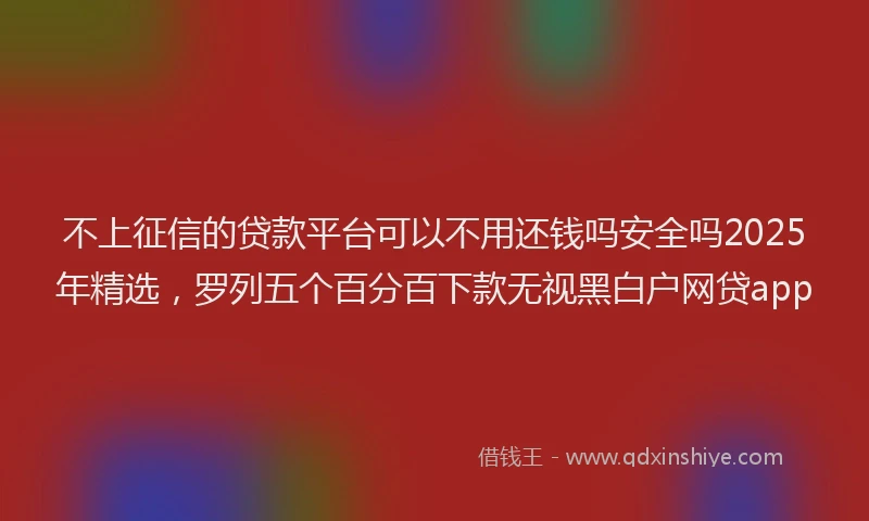 不上征信的贷款平台可以不用还钱吗安全吗2025年精选，罗列五个百分百下款无视黑白户网贷app