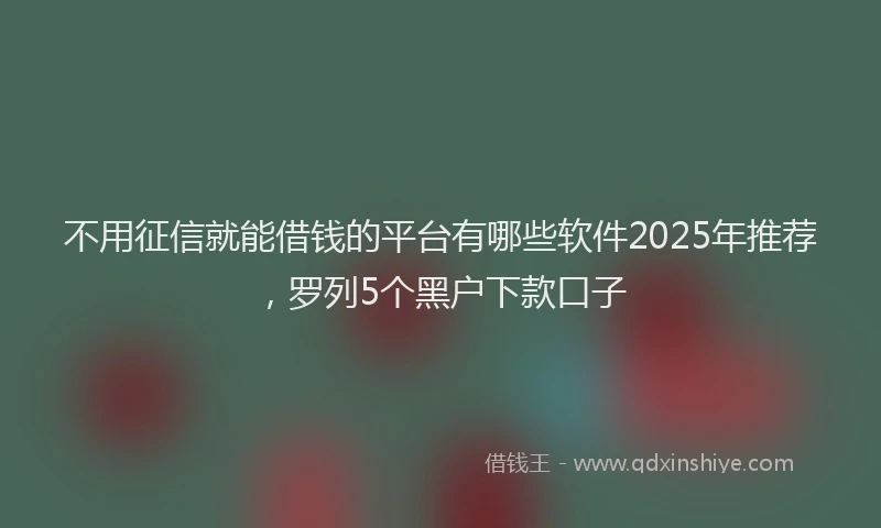 不用征信就能借钱的平台有哪些软件2025年推荐，罗列5个黑户下款口子