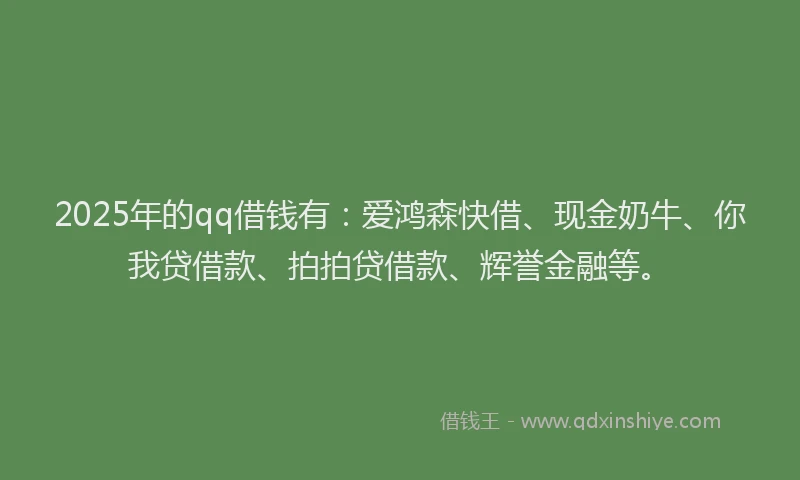 2025年的qq借钱有：爱鸿森快借、现金奶牛、你我贷借款、拍拍贷借款、辉誉金融等。