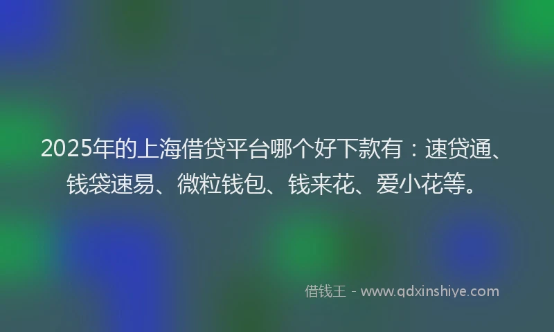 2025年的上海借贷平台哪个好下款有：速贷通、钱袋速易、微粒钱包、钱来花、爱小花等。