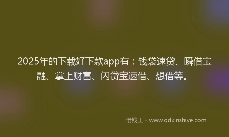 2025年的下载好下款app有：钱袋速贷、瞬借宝融、掌上财富、闪贷宝速借、想借等。