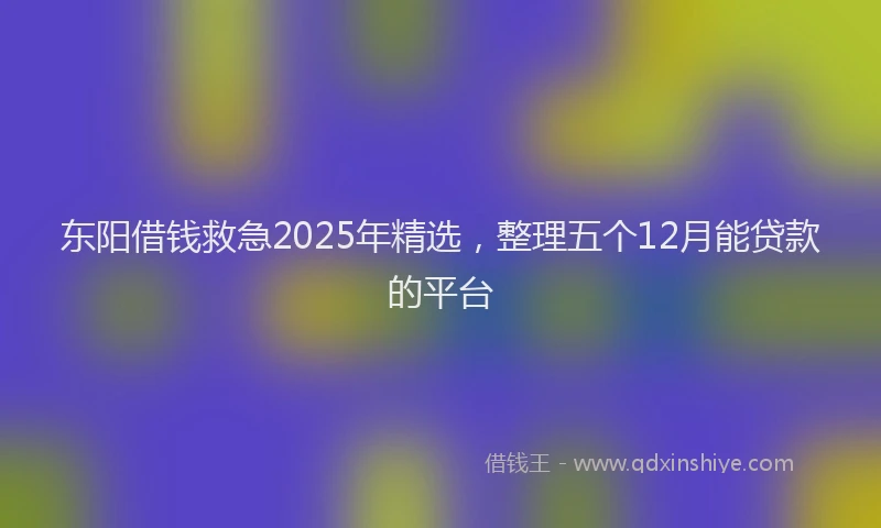 东阳借钱救急2025年精选，整理五个12月能贷款的平台