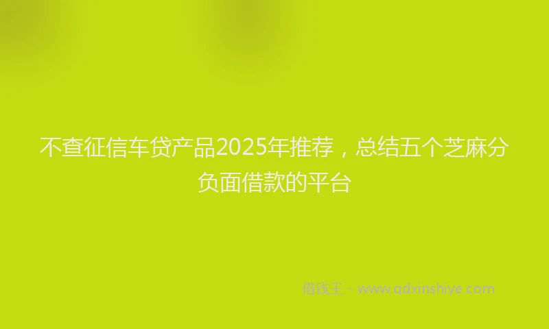 不查征信车贷产品2025年推荐，总结五个芝麻分负面借款的平台