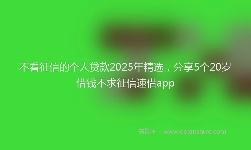 不看征信的个人贷款2025年精选，分享5个20岁借钱不求征信速借app