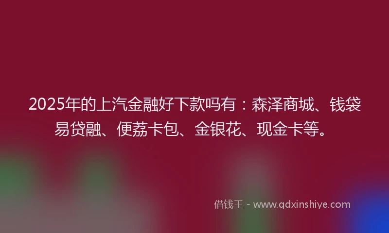 2025年的上汽金融好下款吗有：森泽商城、钱袋易贷融、便荔卡包、金银花、现金卡等。